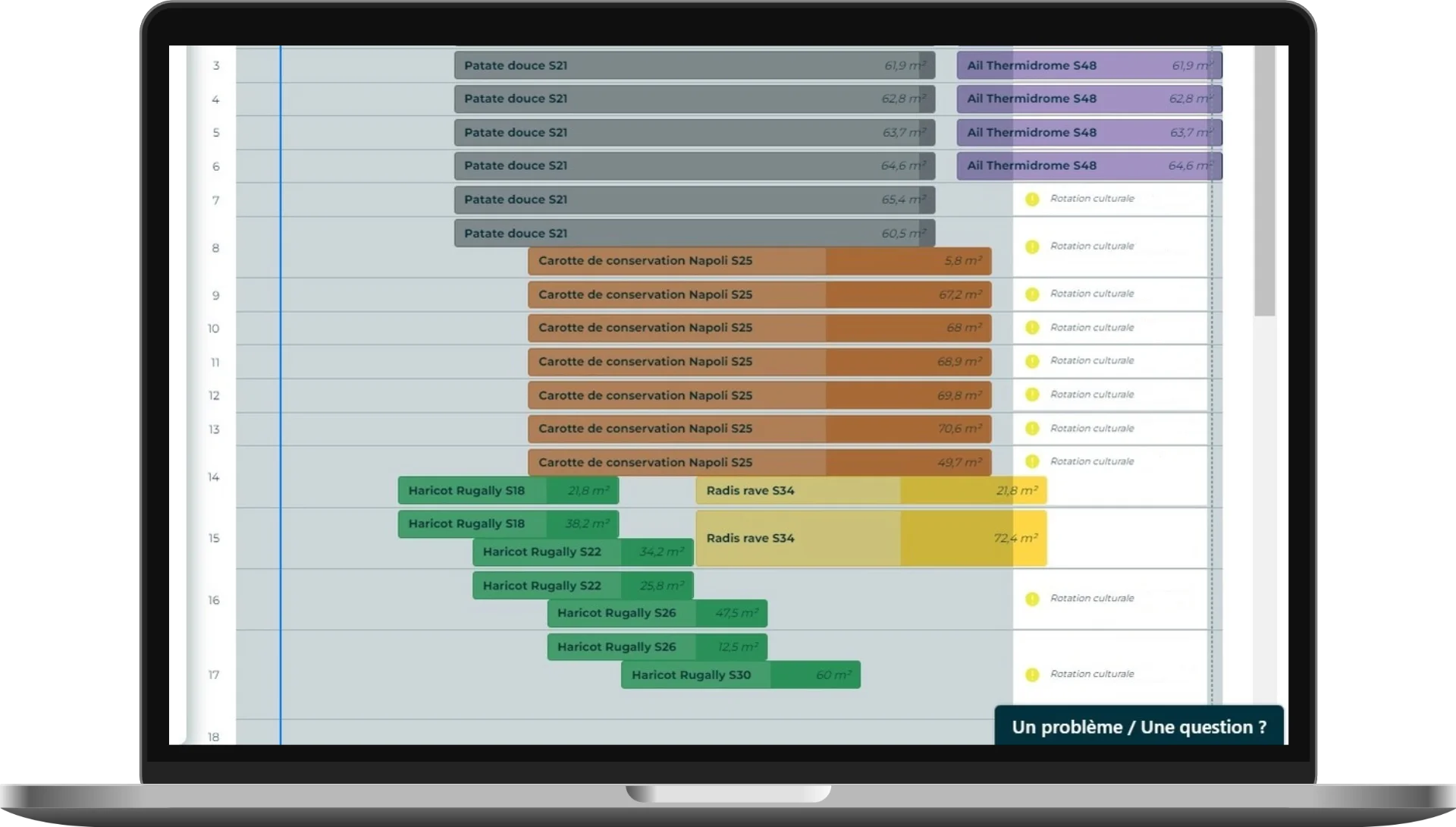 Un écran de l'application Elzeard, la gestion de production des producteurs maraîchers.
