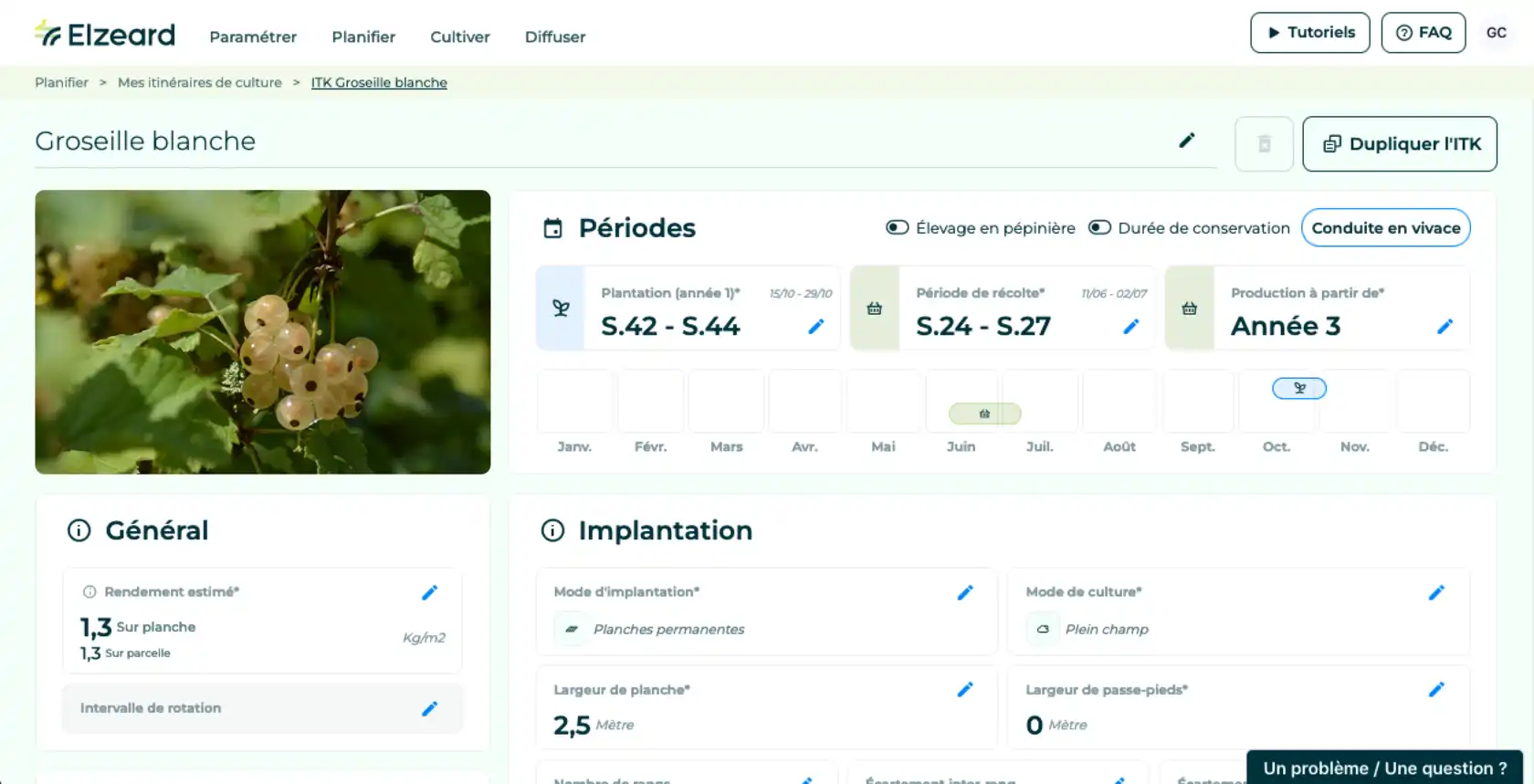La fonctionnalité d'édition d'un ITK, dans l'application de gestion de production Elzeard.