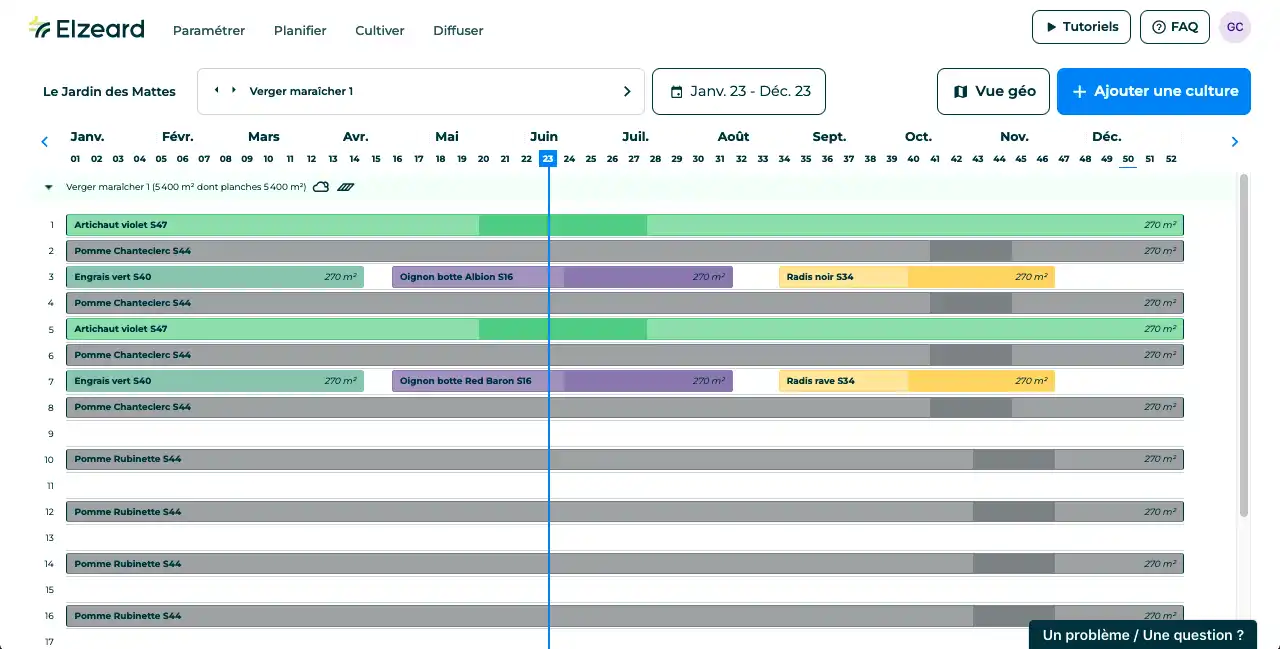 Le plan de culture de l'application Elzeard.